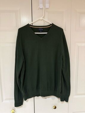 Lands' End Men's V-Neck Sweater - Dark Green